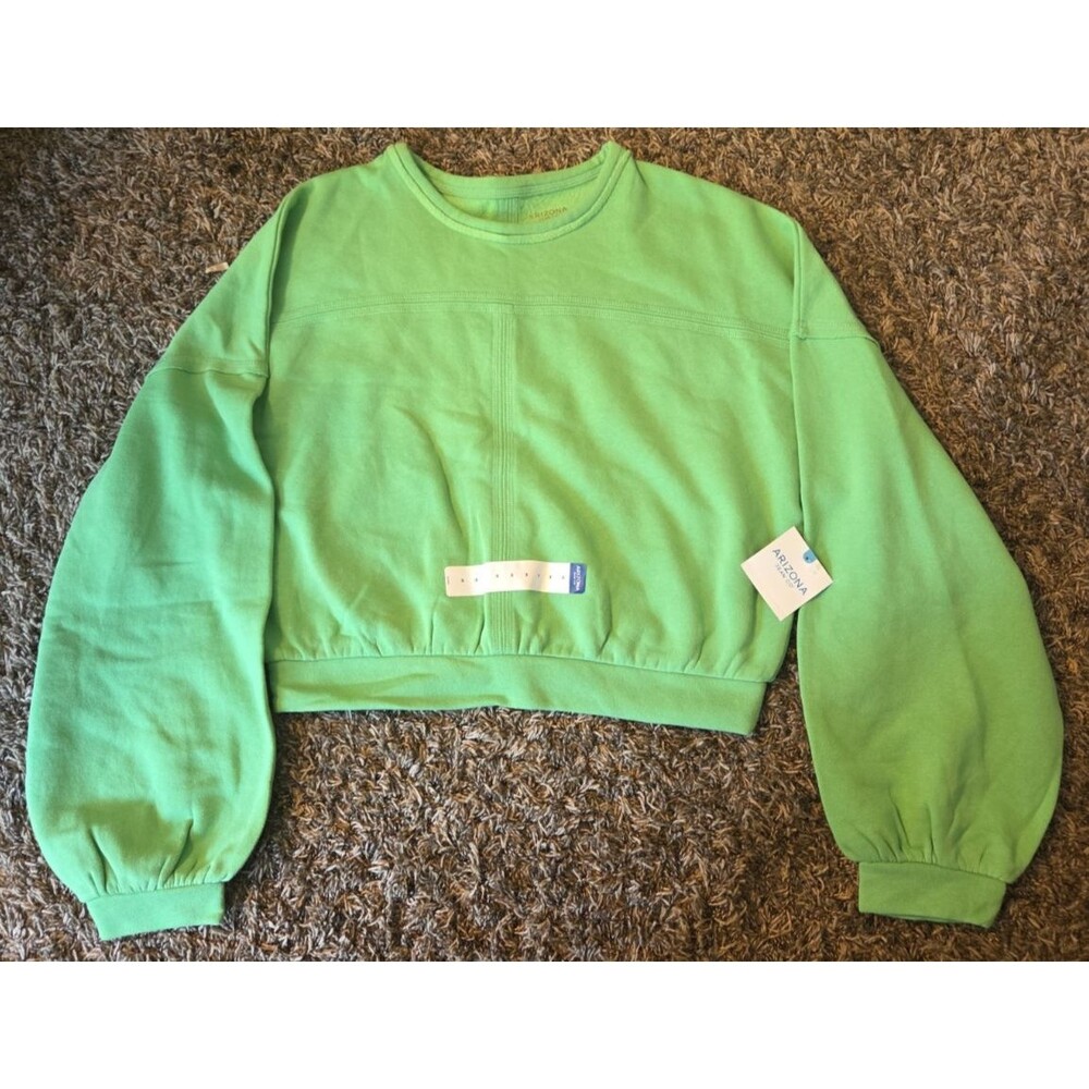 Arizona Jean Co Women's Medium Crop Green Hoodie Sweatshirt NWT
